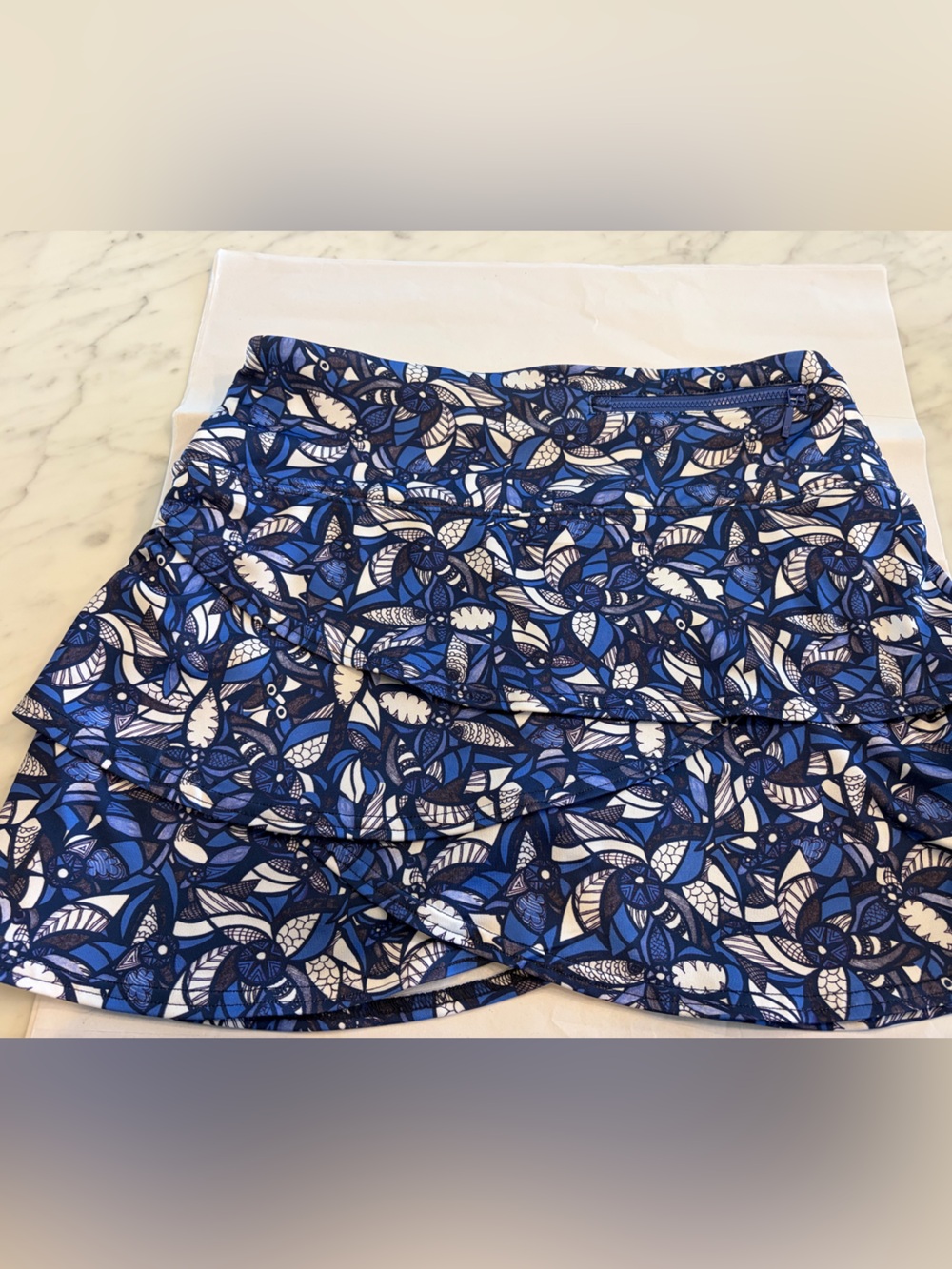Blue Floral Athletic Skort with shorts